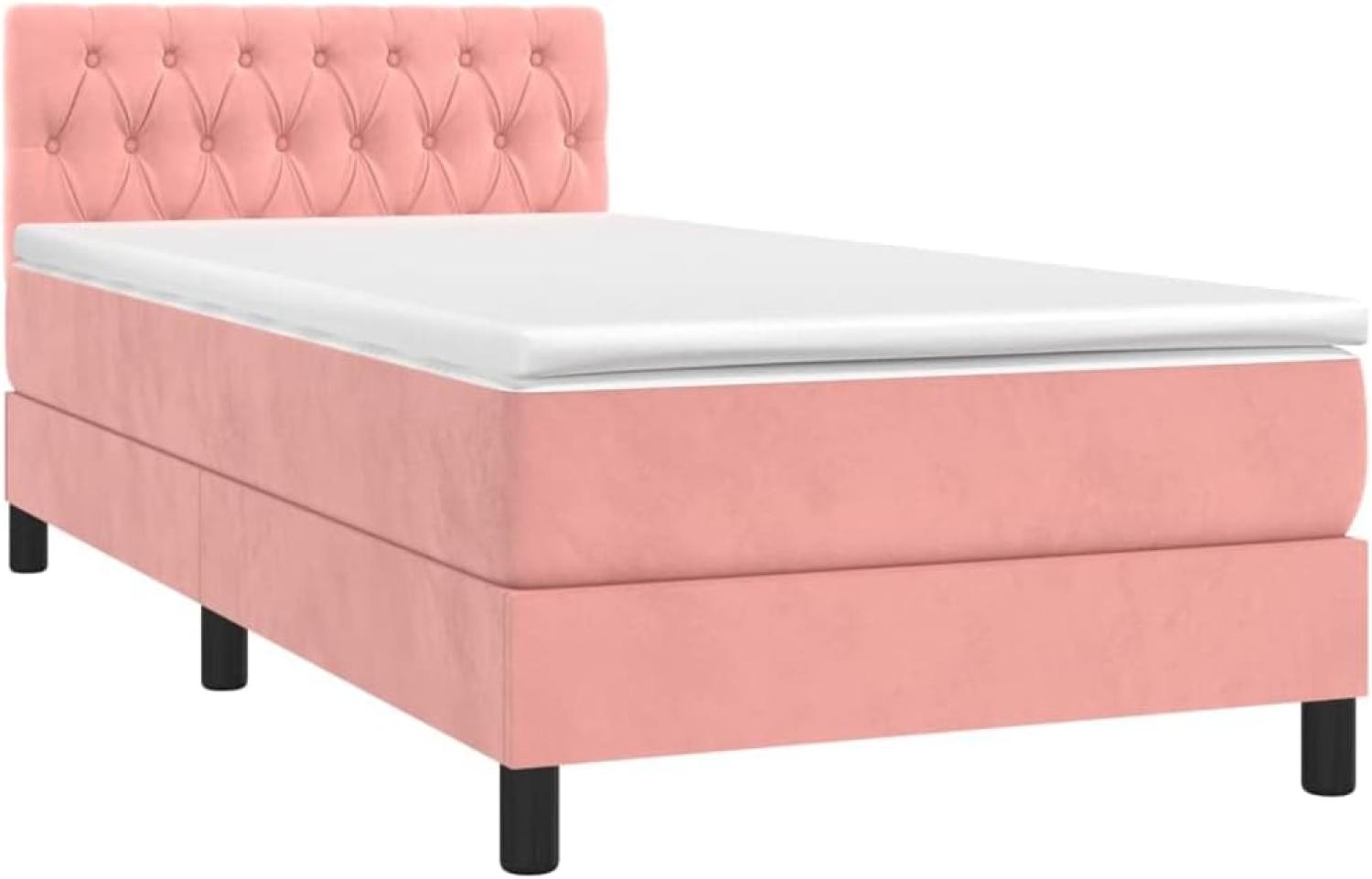 Boxspringbett mit Matratze Rosa 90x190 cm Samt (Farbe: Rosa) Bild 1