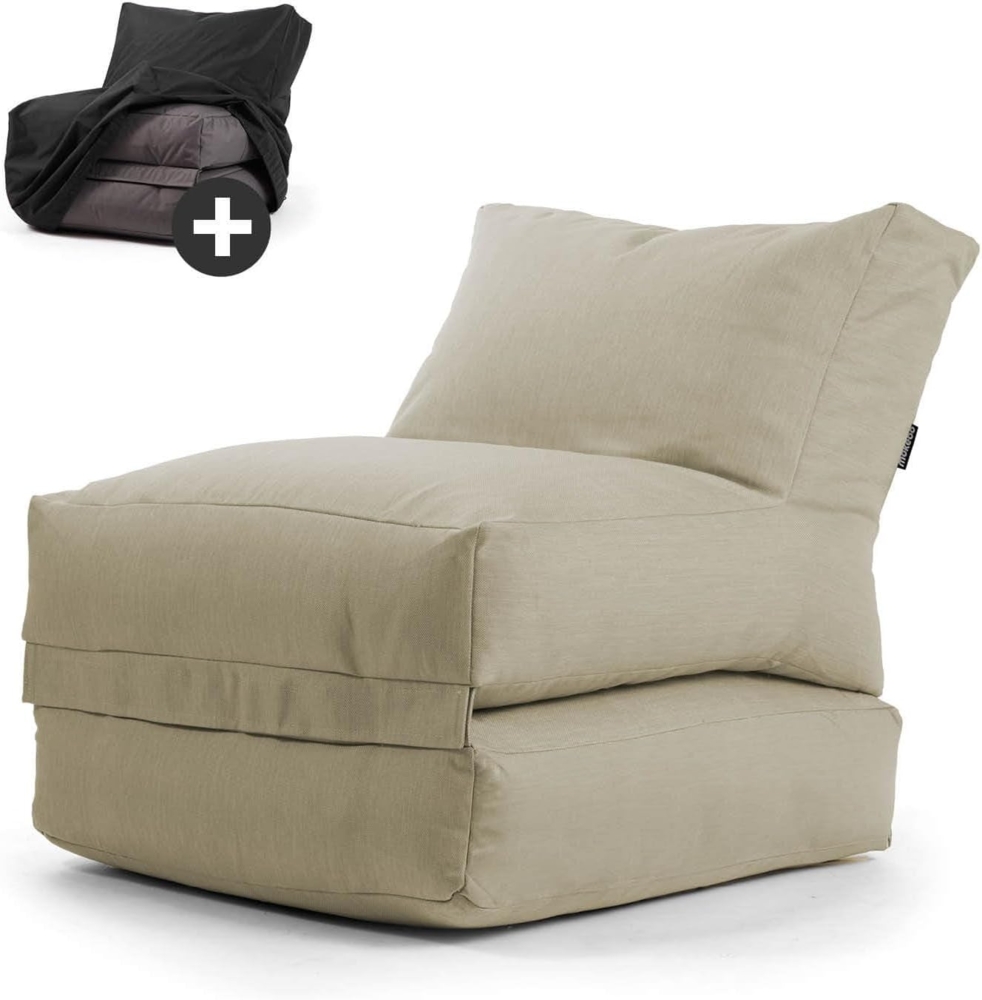 mokebo Sitzsack Der Summerdream (mit Schutzhülle), Sitzhocker Outdoor, Fußhocker, Hocker & Sitzkissen eckig Lichtgrau Bild 1