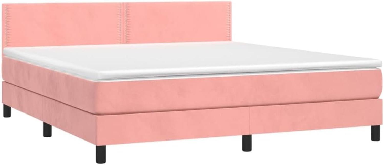 vidaXL Boxspringbett mit Matratze Rosa 180x200 cm Samt 3141262 Bild 1