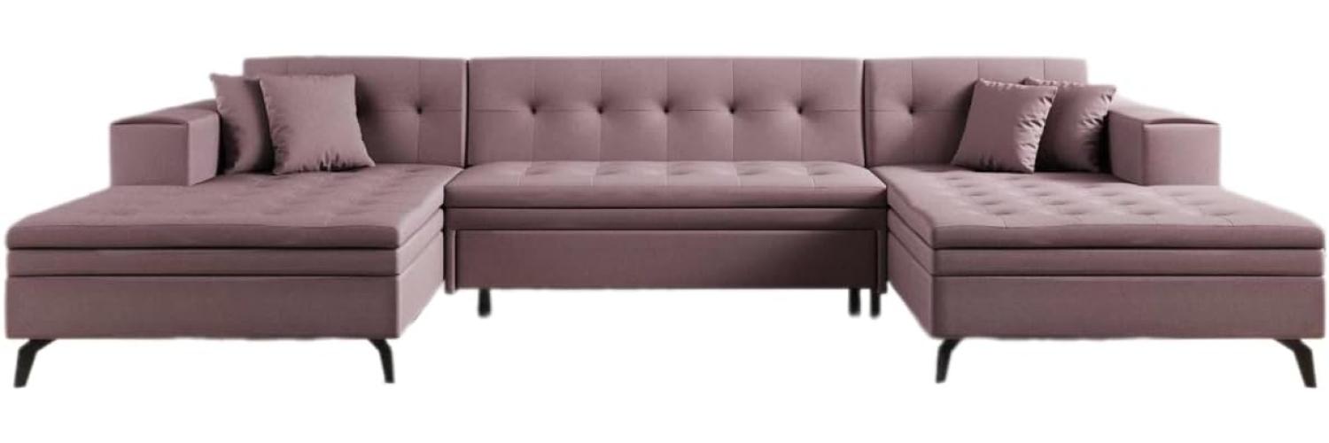 Designer Sofa Vivana mit Schlaffunktion Stoff Rosé Bild 1