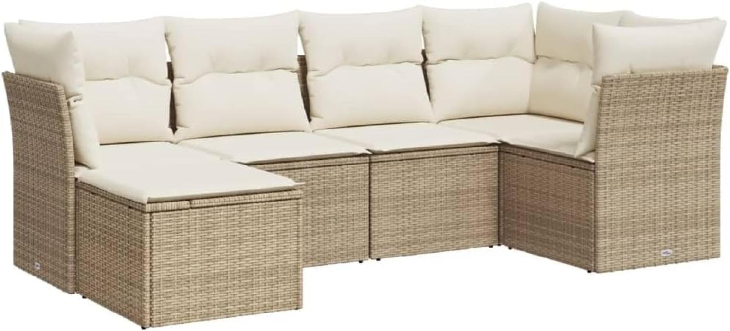 vidaXL 6-tlg. Garten-Sofagarnitur mit Kissen Beige Poly Rattan 3249787 Bild 1