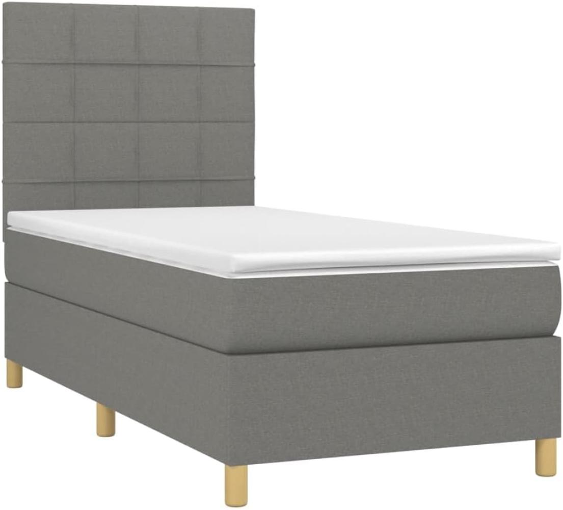 vidaXL Boxspringbett mit Matratze Dunkelgrau 90x200 cm Stoff 3142306 Bild 1