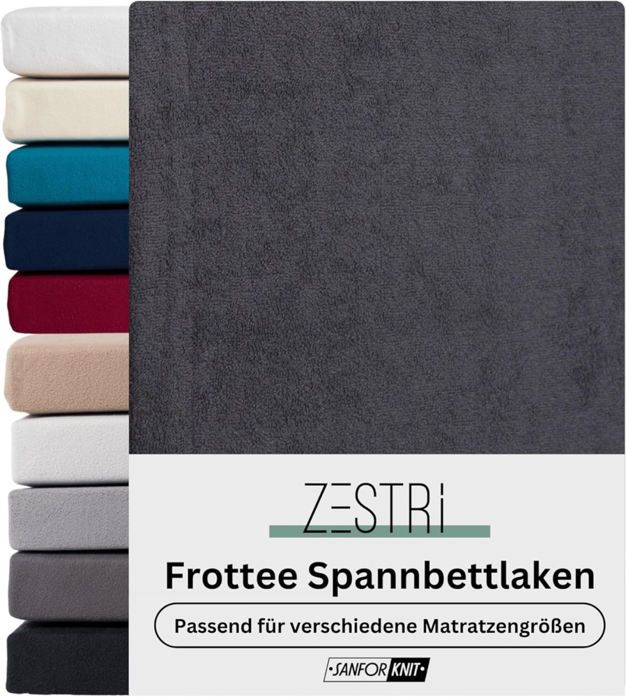 Zestri Spannbettlaken Frottee bis 40 cm Steghöhe, auch für Boxspringbett & Wasserbett, weich, Gummizug: rundum, Spannbettbezug Bettbezug Laken, winter weich flauschig Bild 1
