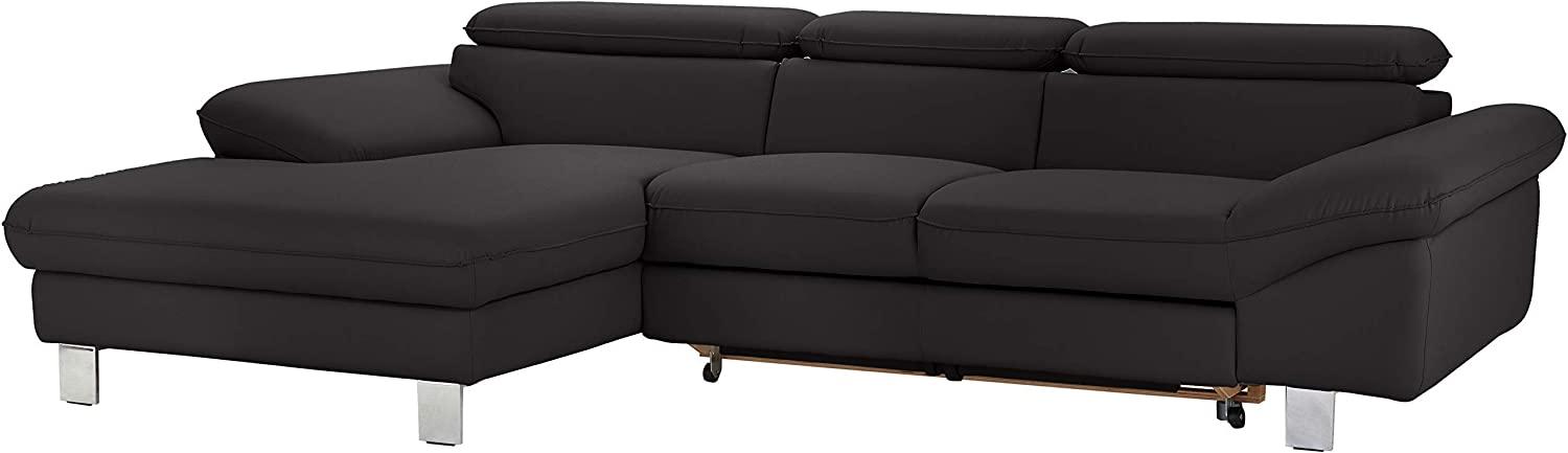 Mivano Ecksofa Driver mit Recamiere links, Ledercouch mit Bettfunktion und Bettkasten / Inkl. verstellbare Kopfstützen, 268 x 73 x 169, Kunstleder, Schwarz Bild 1