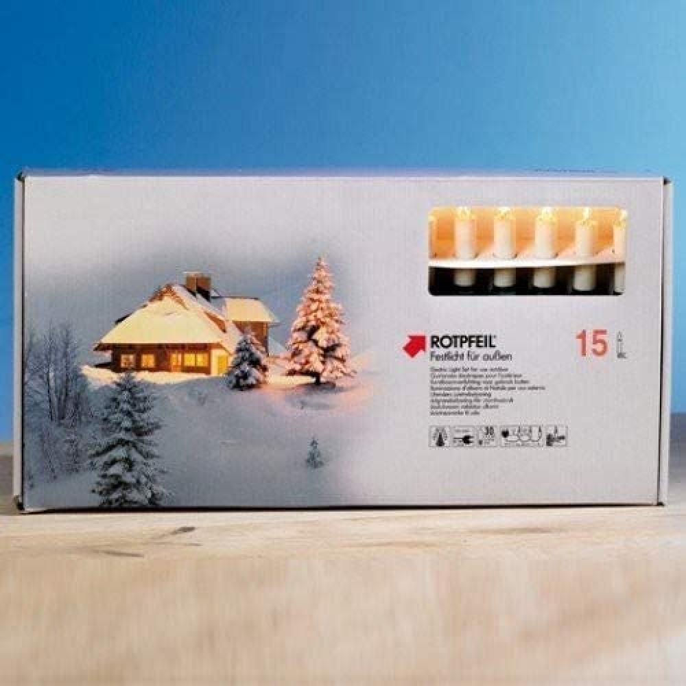 Weihnachtsbaumkette, klar/elfenbein, E10/3W, mit teilbarem Stecker 15 x E10/16V/3W 12,60 m Bild 1