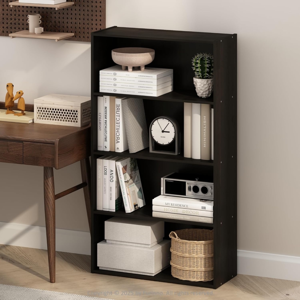 Furinno Simple Offenes Regal, Bücherregale, 4-stöckig, Espresso Bild 1