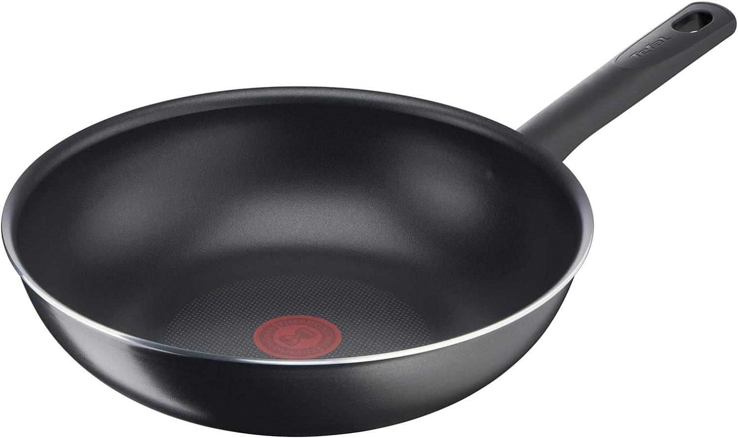 Tefal 28 cm große Wokpfanne, 6 bis 8 Personen, keine Induktion, Antihaftbeschichtung, widerstandsfähig, leicht zu reinigen, leistungsstark, Thermosignal, Hergestellt in Frankreich, Day By Day B56419AZ Bild 1