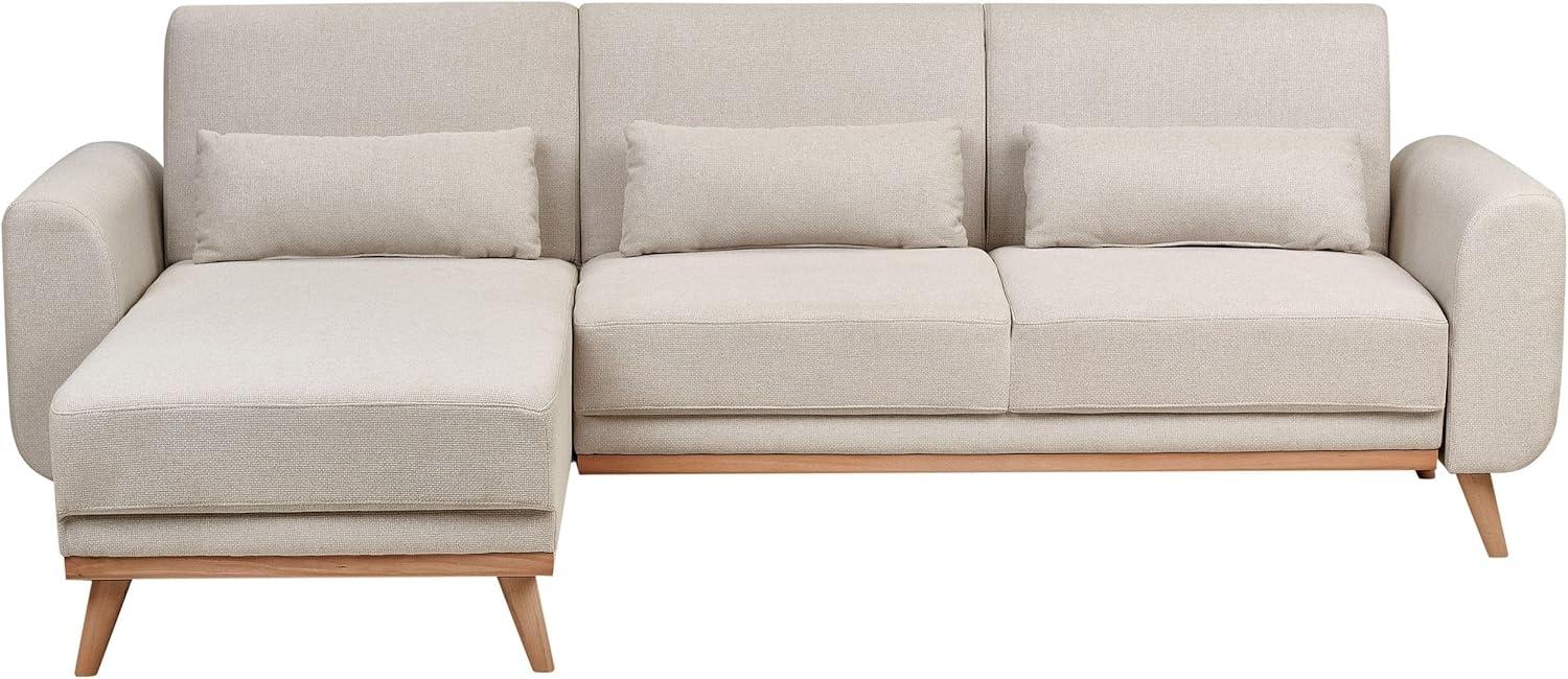 Beliani 'Ollsta' Ecksofa mit Schlaffunktion, Stoff, 88 x 147 x 258 cm, Beige, Links Bild 1