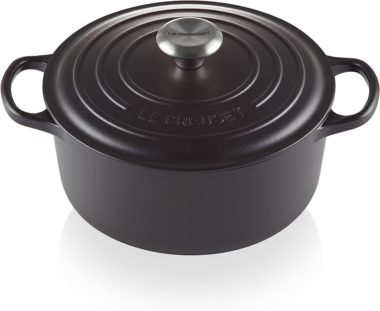 Le Creuset Signature Gusseisen-Bräter mit Deckel, Für alle Herdarten und Induktion geeignet, Rund, Schwarz, 26,0 cm, 5.3 Bild 1