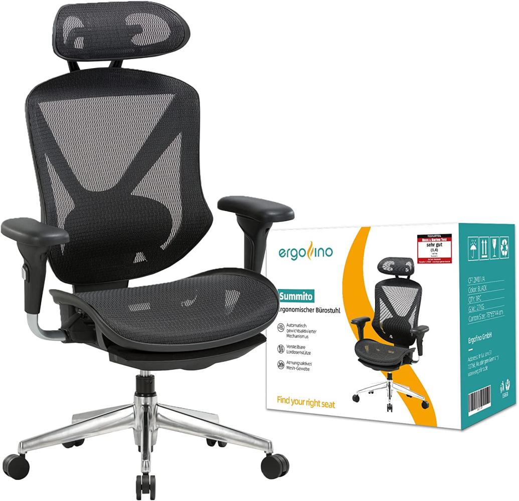 Ergofino Bürostuhl Ergonomischer Schreibtischstuhl (Black+Fußstütze) Bild 1