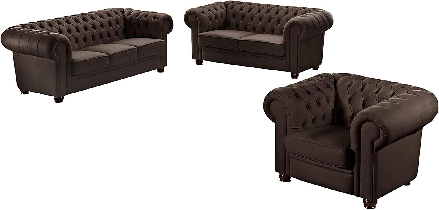 Chandler Sofa 3-Sitzer Polyurethan Braun Buche Nussbaumfarben Bild 1