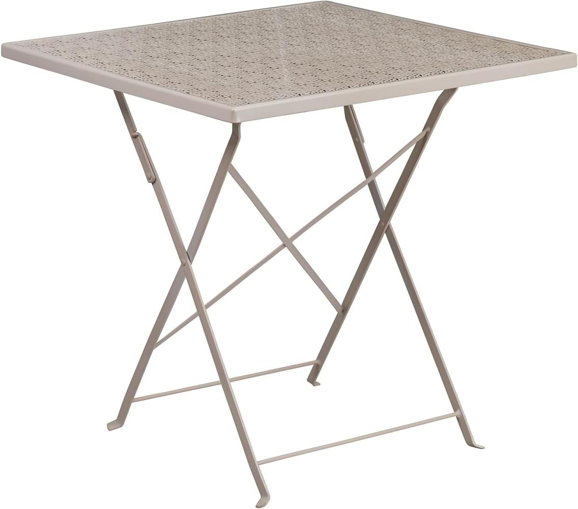 Flash Furniture Klapptisch für den Innen- und Außenbereich, Stahl, quadratisch, 71,1 cm, Hellgrau Bild 1