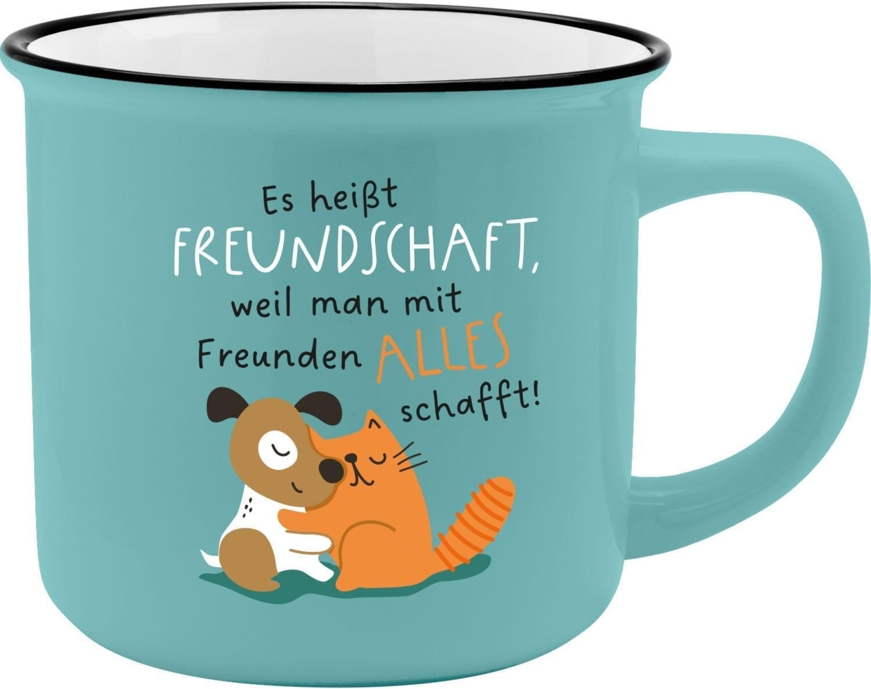 GRUSS & CO Becher mit Motiv "Freundschaft" | New Bone China Porzellan, Emaille-Optik, 35 cl | Geschenk für Freunde, Frühstück | 73914 Bild 1