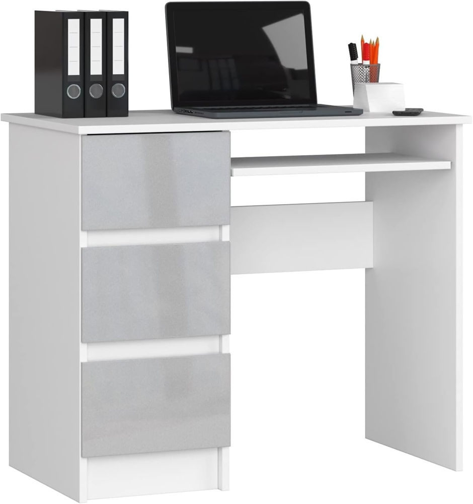Schreibtisch A-6 mit Tastaturablage und 3 Schubladen Links- oder rechtsseitig, B90 x H77 x T50 cm, 30 kg Bild 1