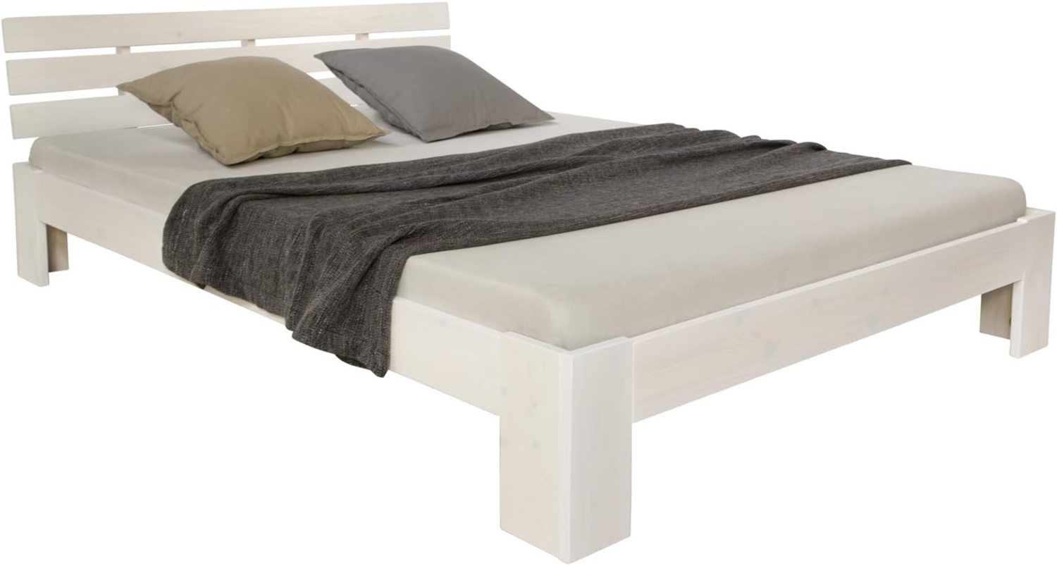 Homestyle4u Futonbett, massives Kiefernholz, Weiß, 120x200 cm Bild 1