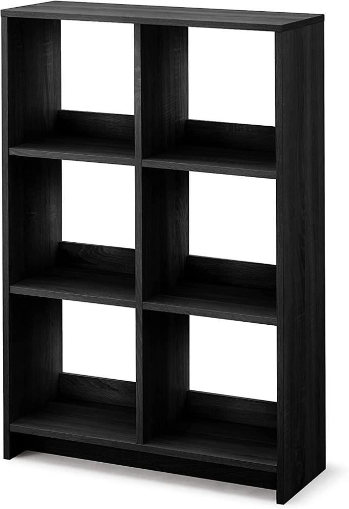 Iris Ohyama Würfel-Bücherregal, offenes Holzregal, Schrank mit 6 Böden, offenes Holzregal, Einfache Montage, modular, Büro, Wohnzimmer, Schule, 27 x 69 x 110, WOS-6, Eiche schwarz Bild 1