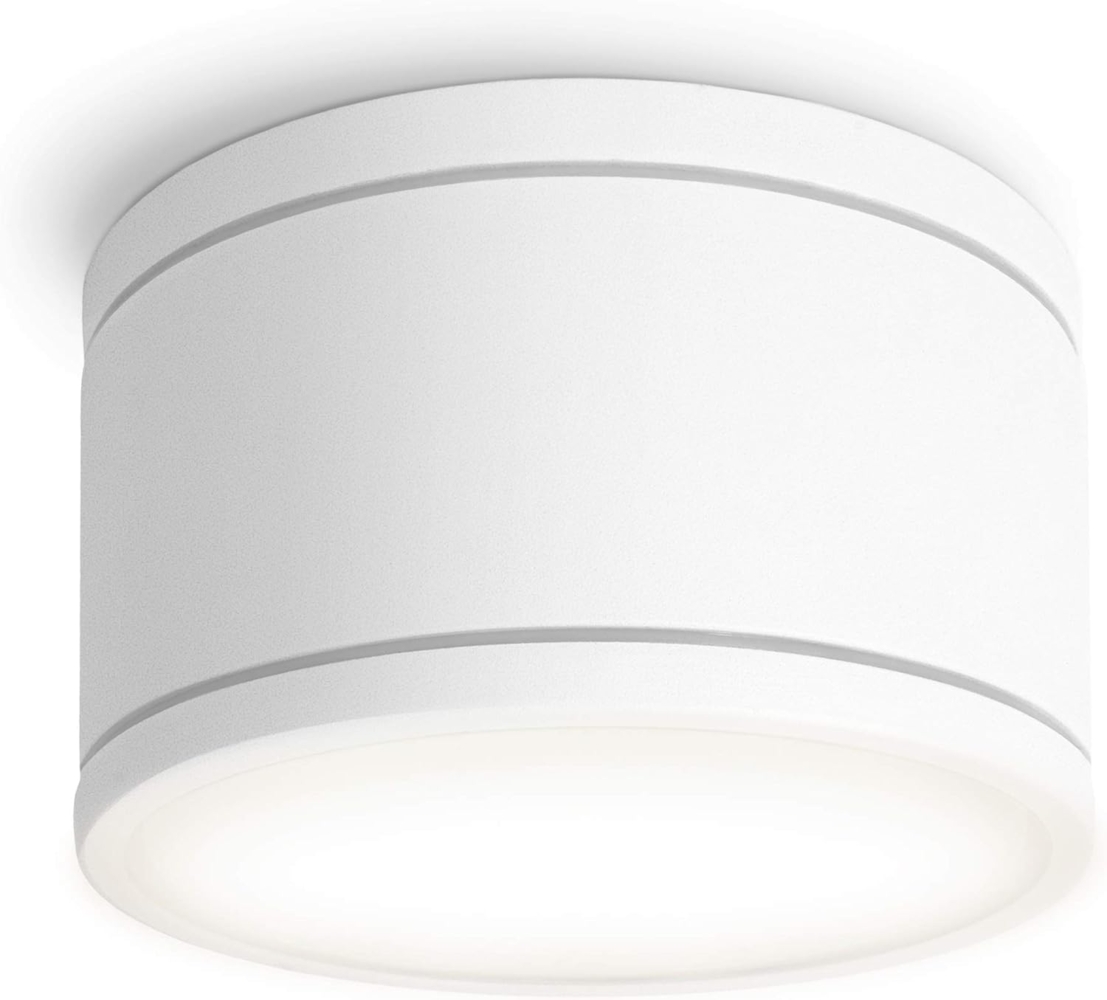 SSC-LUXon LED Außen-Deckenleuchte CELI-WX Aufbauspot flach weiss fuer Bad, Aussen IP44 mit LED GX53 6W, Neutralweiß Bild 1