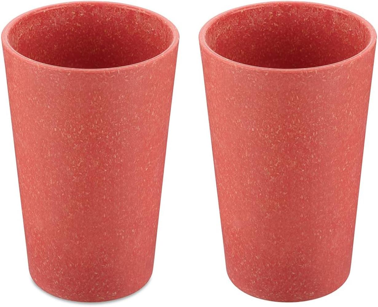 Koziol Becher 2er-Set Connect Cup L, Trinkgläser, Kunststoff-Holz-Mix, Nature Coral, 350 ml, 7022704 Bild 1