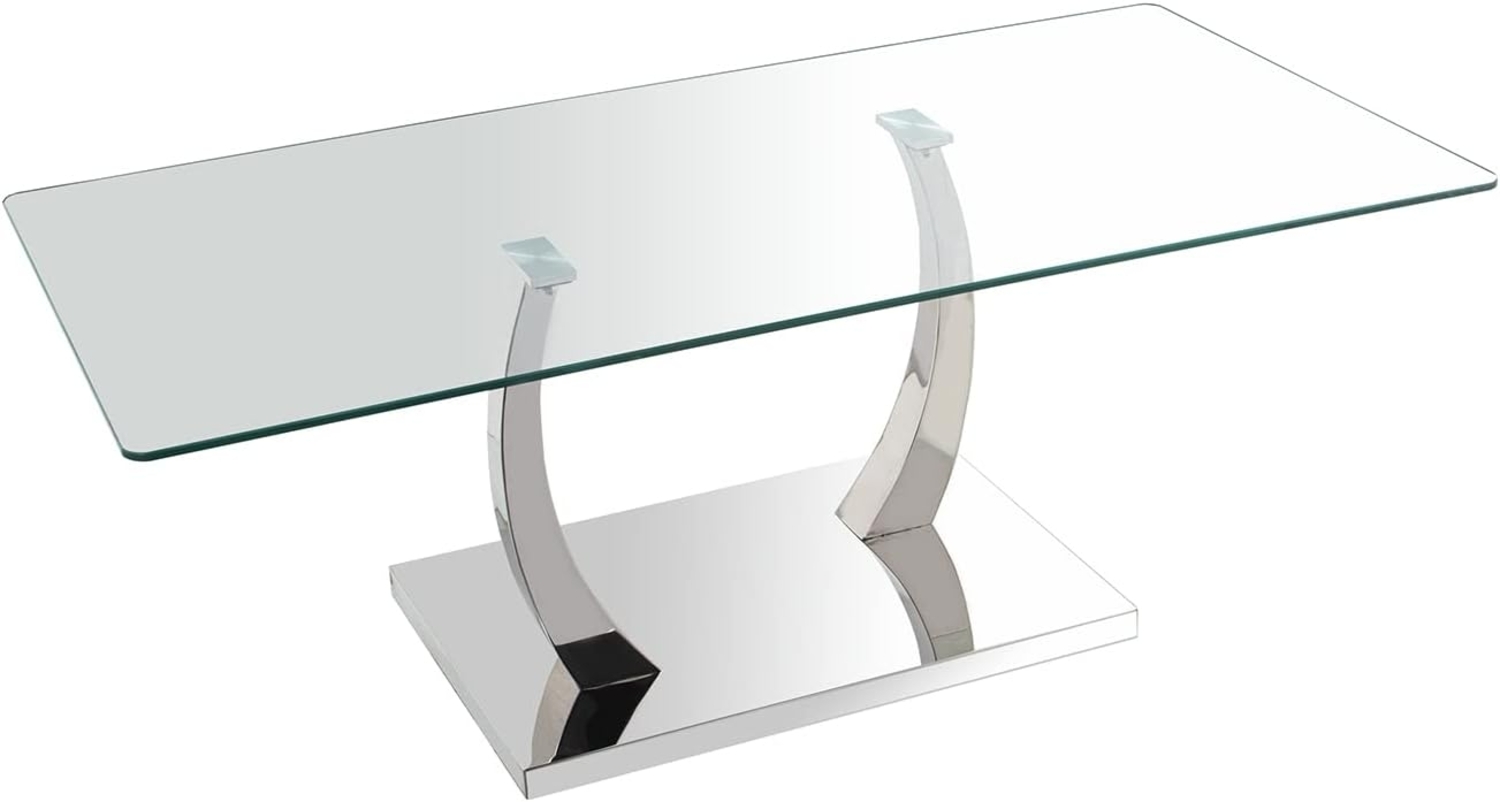 DRW Rechteckiger Couchtisch aus Metall und Glas in transparent und verchromt, 120 x 60 x 45 cm, bunt, estandar Bild 1