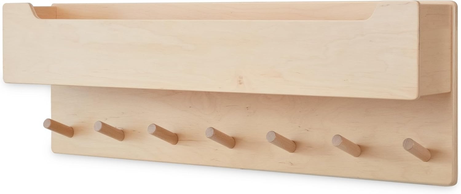 Ehrenkind Wandgarderobe für Kinder, Kindergarderobe (Garderobe Kinder, Garderobe für Kinderzimmer, Kinder Garderobe), aus massivem und nachhaltigem Holz - nach Montessori Bild 1