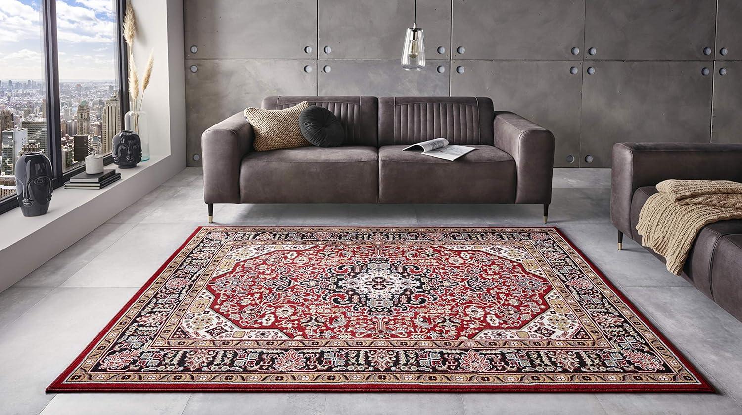 Orientalischer Kurzflor Teppich Skazar Isfahan Rot - 80x150x0,9cm Bild 1