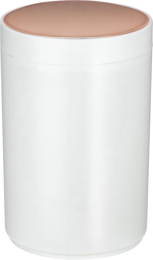 MSV Bad Serie "Lena" Design Kosmetikeimer Bad Treteimer 5 Liter (ØxH): ca. 18,5 x 26,3 cm Weiß/Kupfer Bild 1