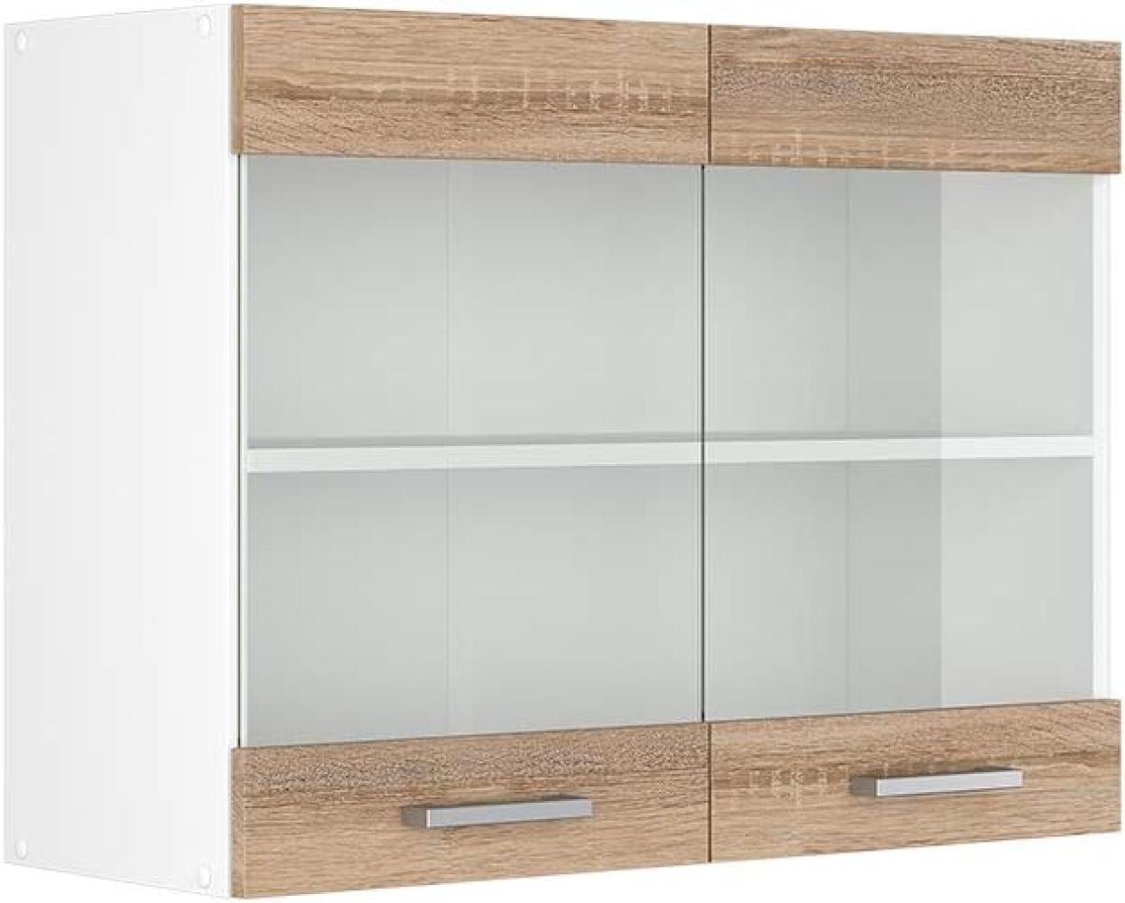 Vicco Küchenschrank R-Line Hängeschrank Unterschrank Küchenzeile Küchenunterschrank Arbeitsplatte, Möbel verfügbar in anthrazit und weiß (Sonoma ohne Arbeitsplatte, Hängeglasschrank 80 cm) Bild 1