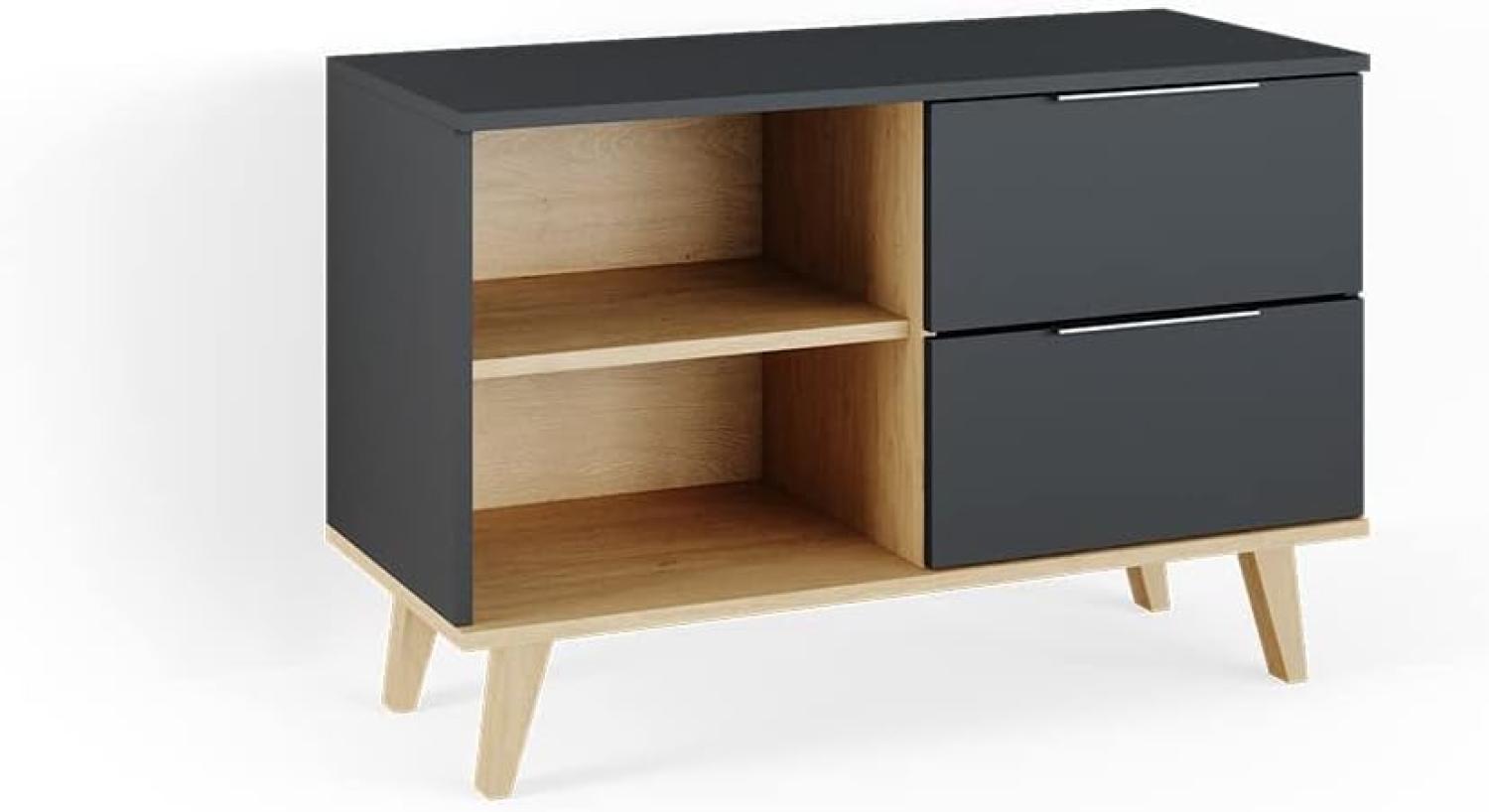 Vicco Wohnzimmermöbel Neptune Kommode Lowboard Sideboard Anthrazit-Buche Bild 1