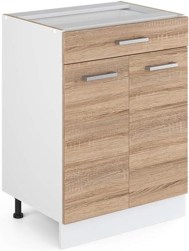 Vicco Küchenunterschrank R-Line, Sonoma/Weiß, 60 cm mit Schublade, AP Eiche Bild 1