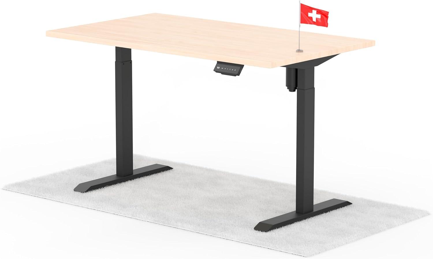 elektrisch höhenverstellbarer Schreibtisch ECO 140 x 80 cm - Gestell Schwarz, Platte Eiche Bild 1