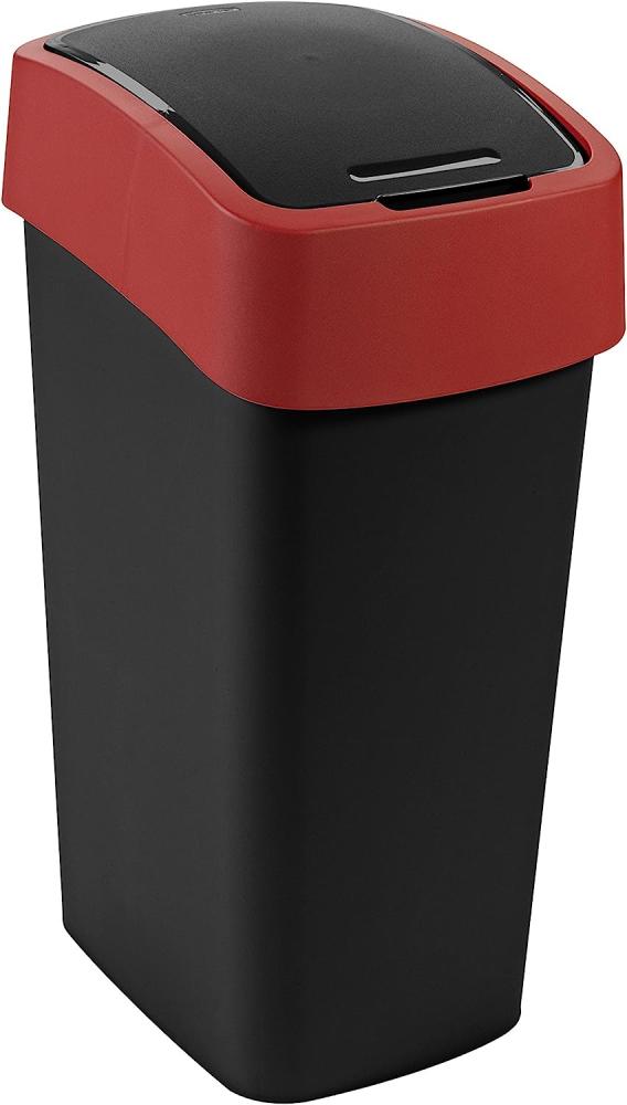 Curver Abfalleimer Flip Bin 50l in schwarz, rot, Plastik, 35 x 25 x 10 cm Bild 1