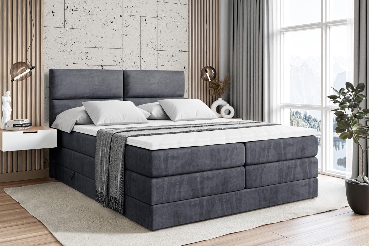 ALTDECOR Boxspringbett BOXI3 KING (Multipocket-Matratze H4, H3 Matratze Bonellfederung, Topper, Kopfteil) Bild 1