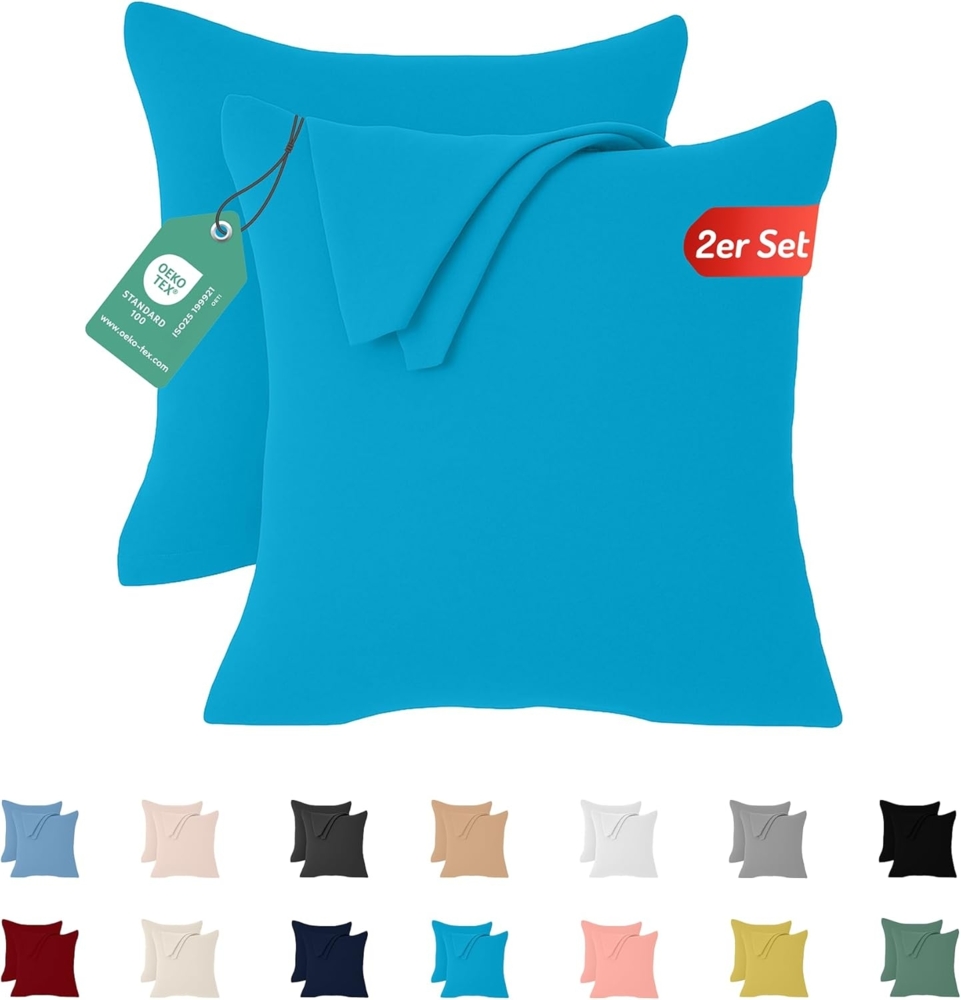 Livessa Kissenbezug 65x65 (2er Set) - Verdeckter Reißverschluss an der Langen Seite, Kissenbezug 65x65 cm aus%100 Baumwolle Jersey Stoff, Ultra weich und atmungsaktiv, Oeko-Tex Zertifiziert Bild 1