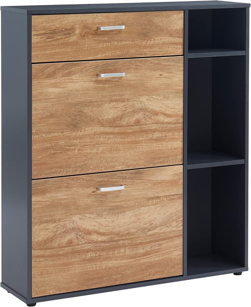 BAÏTA Schuhschrank Lazare, Anthrazitgrau und Holzoptik Bild 1