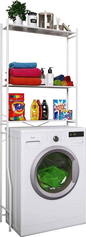 VCM Badmöbel Waschmaschinenschrank Tubas 914448 Weiß H. 160 x B. 68 x T. 25 cm Bild 1