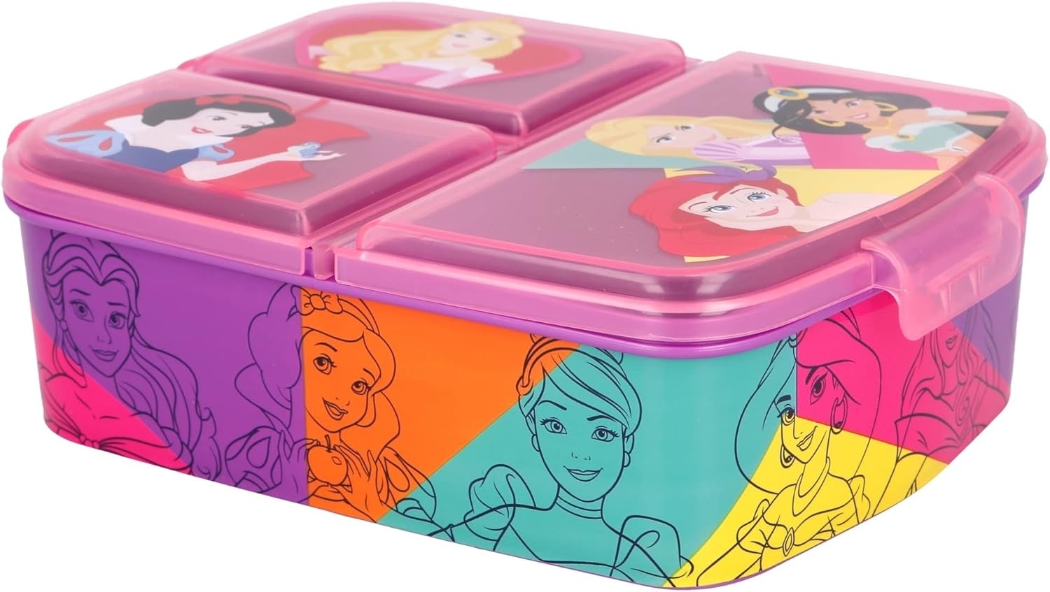 Disney Princess Kinder Premium Brotdose Lunchbox Frühstücks-Box Vesper-Dose mit 3 Fächern Bild 1