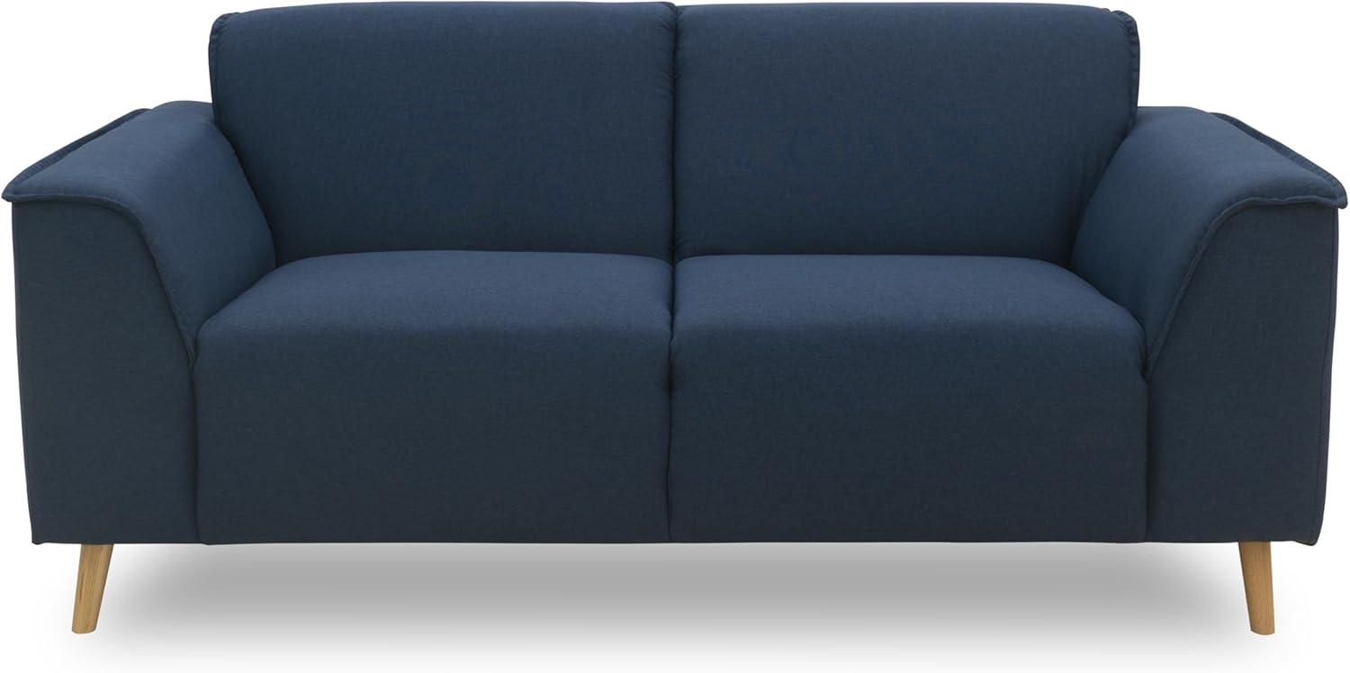 DOMO. collection Sofa Jules FK 2 Sitzer, 2er Couch in skandinavischer Optik, mit Federkernpolsterung, Garniur mit Holzfüßen, 178 x 90 x 81 cm (BxTxH), in dunkelblau Bild 1