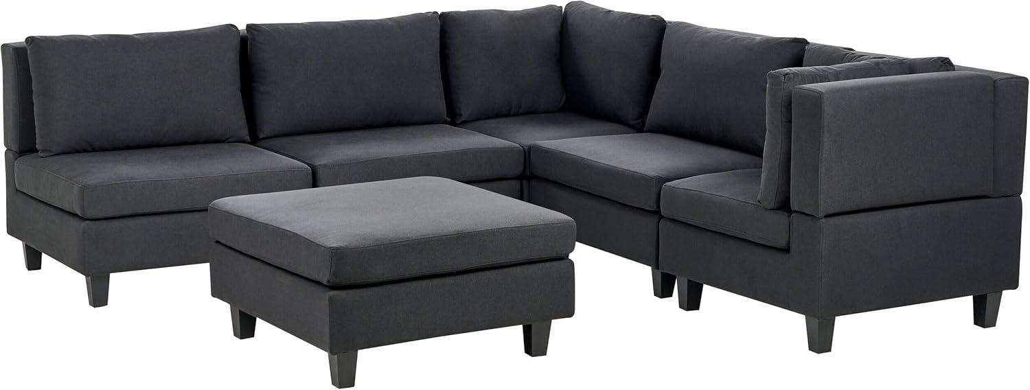 Ecksofa mit Ottomane UNSTAD Schwarz Stoff Bild 1