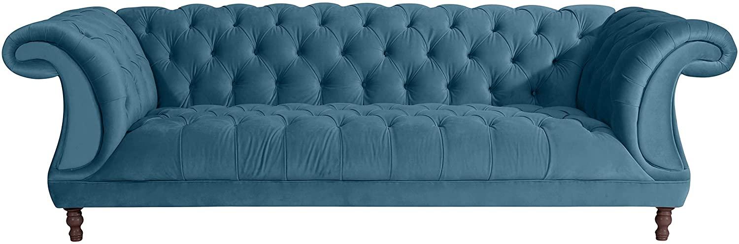 Ivette Sofa 3-Sitzer Samtvelours Petrol Buche Nussbaumfarben Bild 1