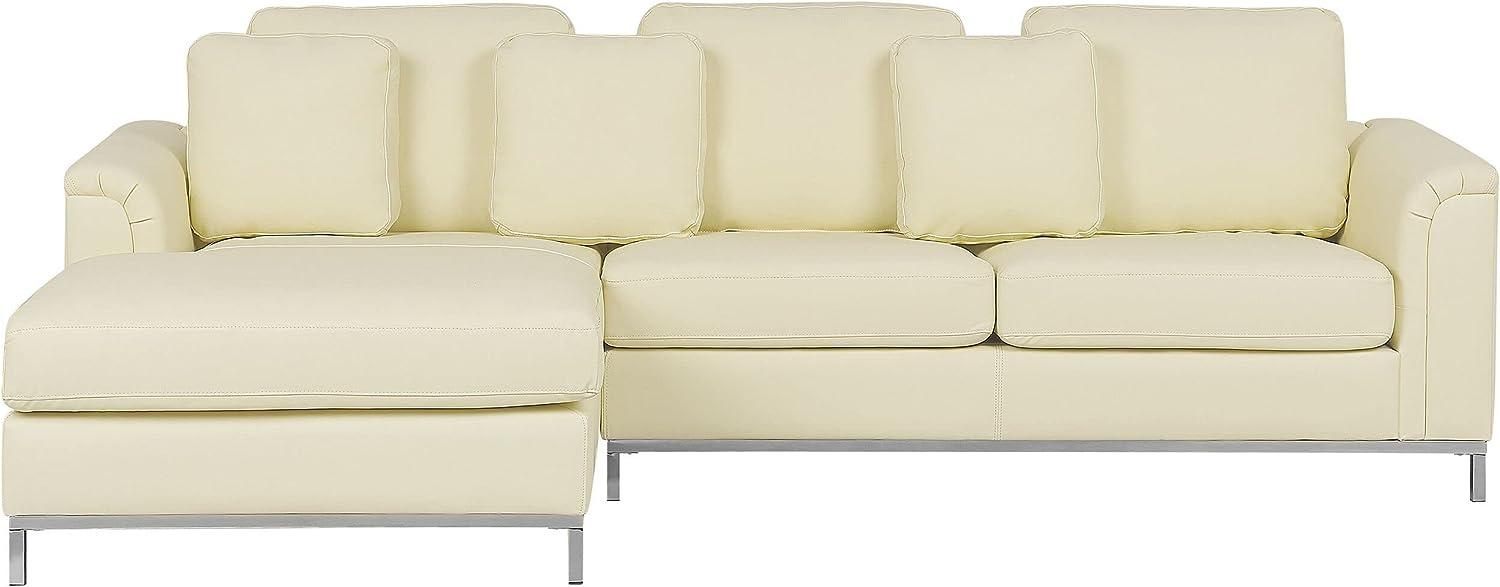 Ecksofa Leder beige rechtsseitig OSLO Bild 1