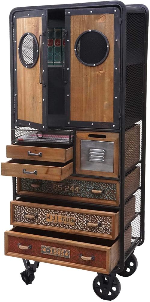 Apotheker-Schrank HWC-D78, Metallregal, Tanne Holz Vintage Shabby-Look 146 x 60 x 35 cm Bild 1