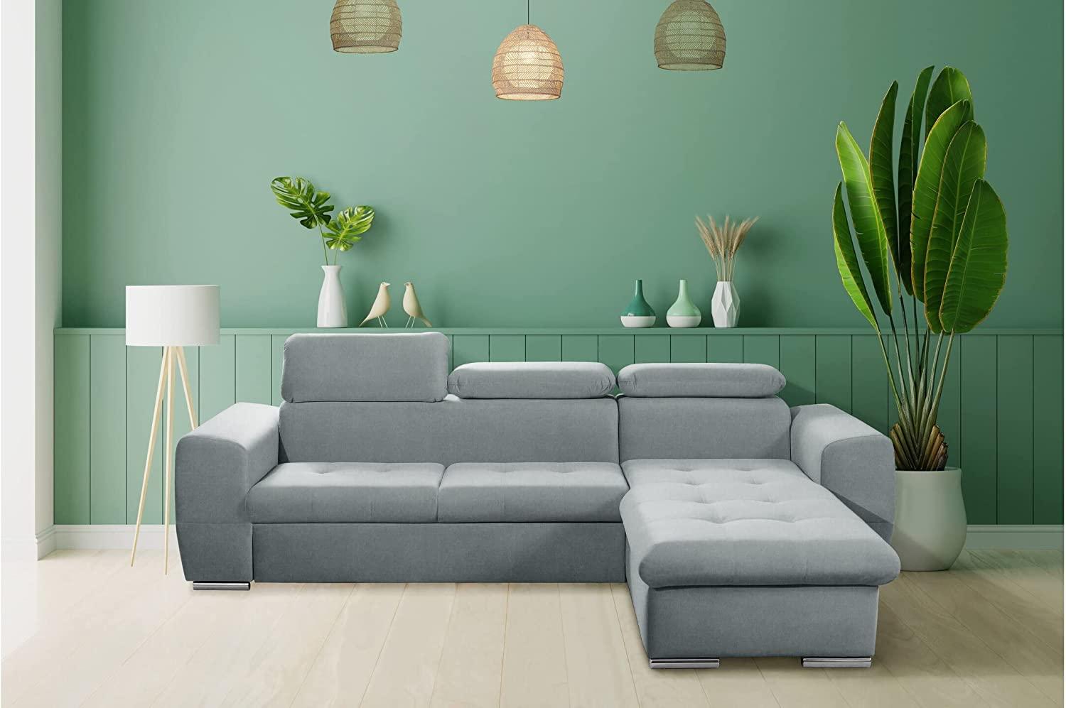 Stylefy Primero Ecksofa Rechts Strukturstoff Grau Bild 1