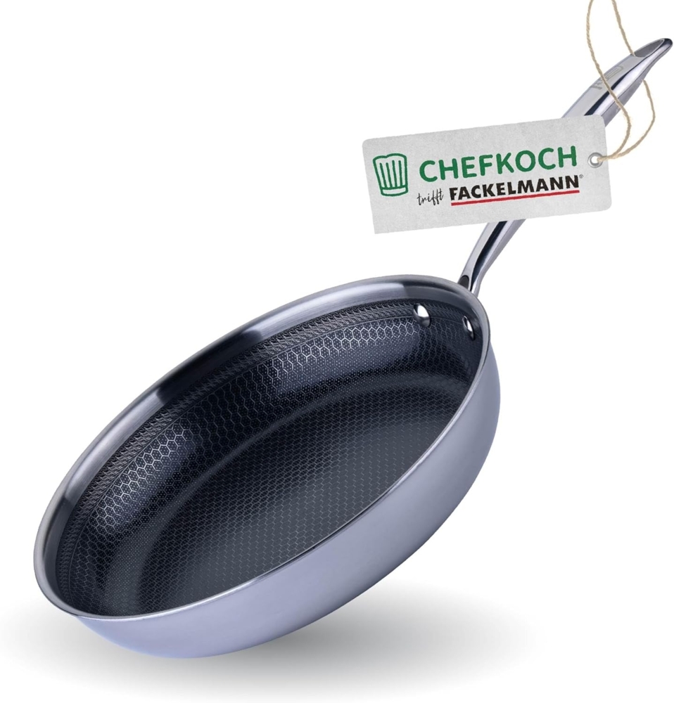 Chefkoch trifft Fackelmann Bratpfanne Tri-Ply, Ø 28 cm, Edelstahl, Induktion/- backofengeeignet, Edelstahl Bild 1