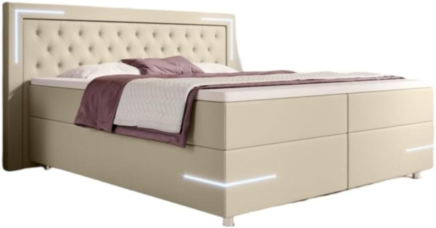 Boxspringbett Verona mit LED (Kunstleder) 120x200 Beige H3 Bild 1