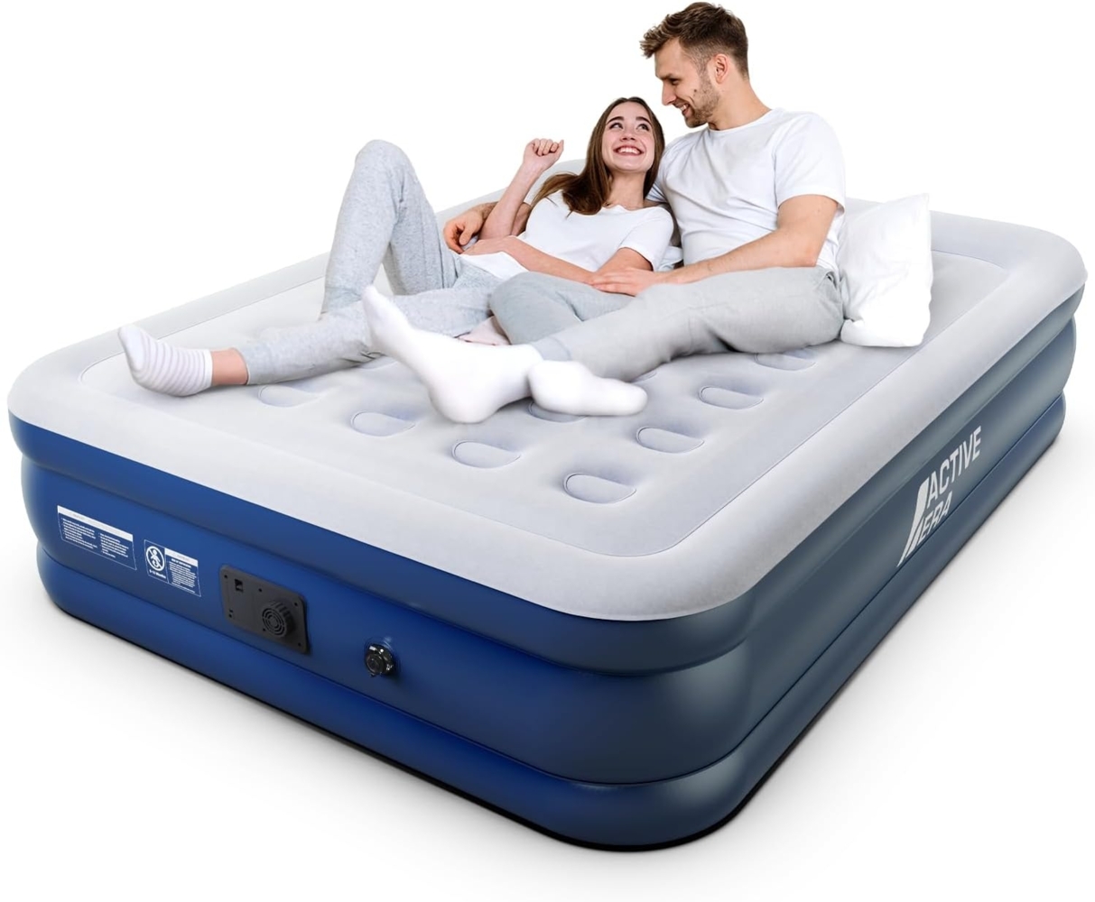 Premium Luftbett Doppel King Size - 203 x 152 x 48 cm - mit eingebauter elektrischer Pumpe und integriertem Kissen Bild 1