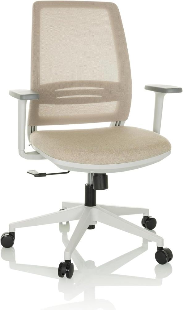 hjh OFFICE Bürostuhl ergonomisch PROFONDO ECO W Drehstuhl atmungsaktiv mit Verstellbarer Lordosenstütze, Beige Netzstoff/Stoff Bild 1