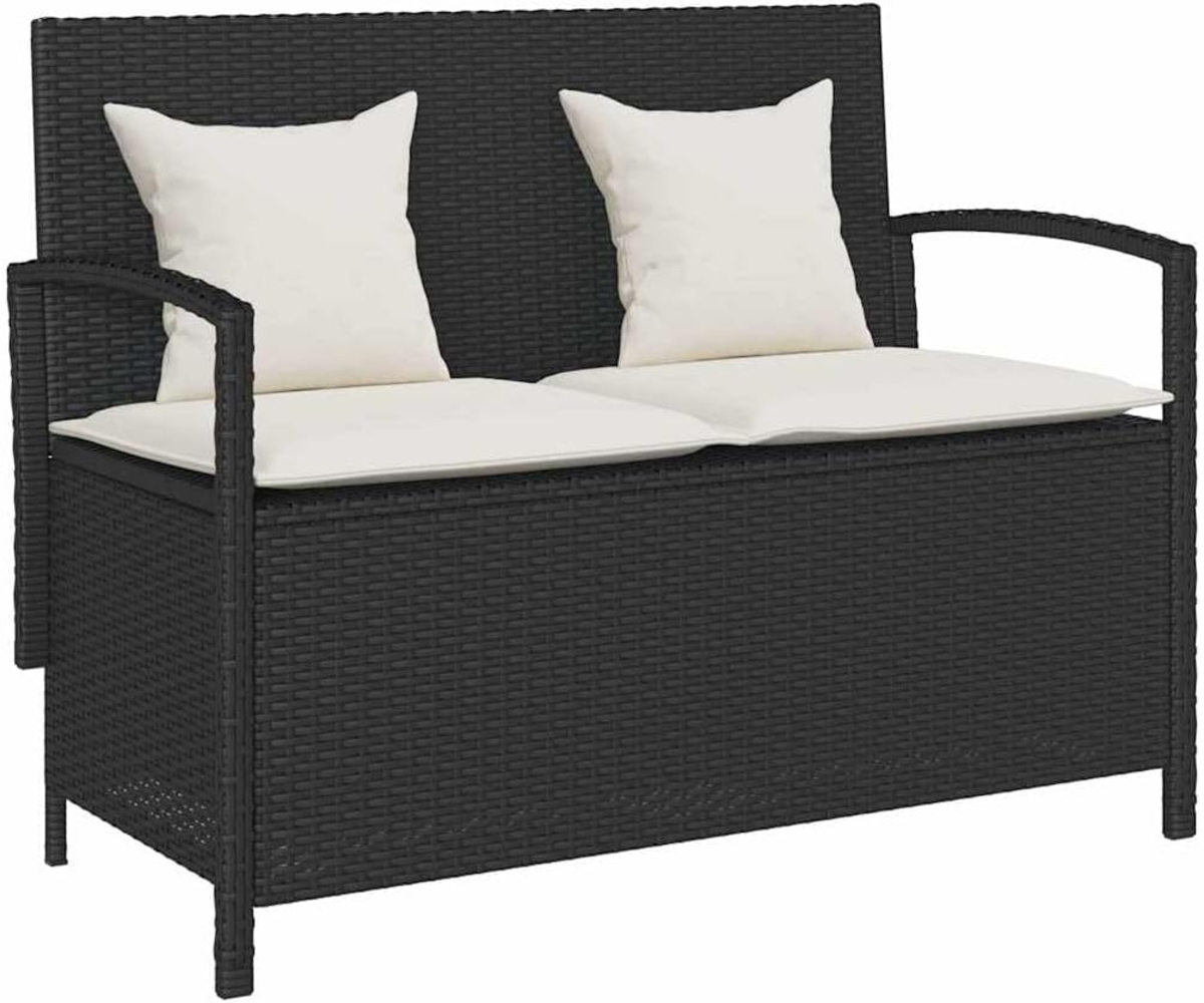 vidaXL Gartenbank Gartenbank mit Stauraum und Kissen Schwarz Poly Rattan (1-St) Bild 1