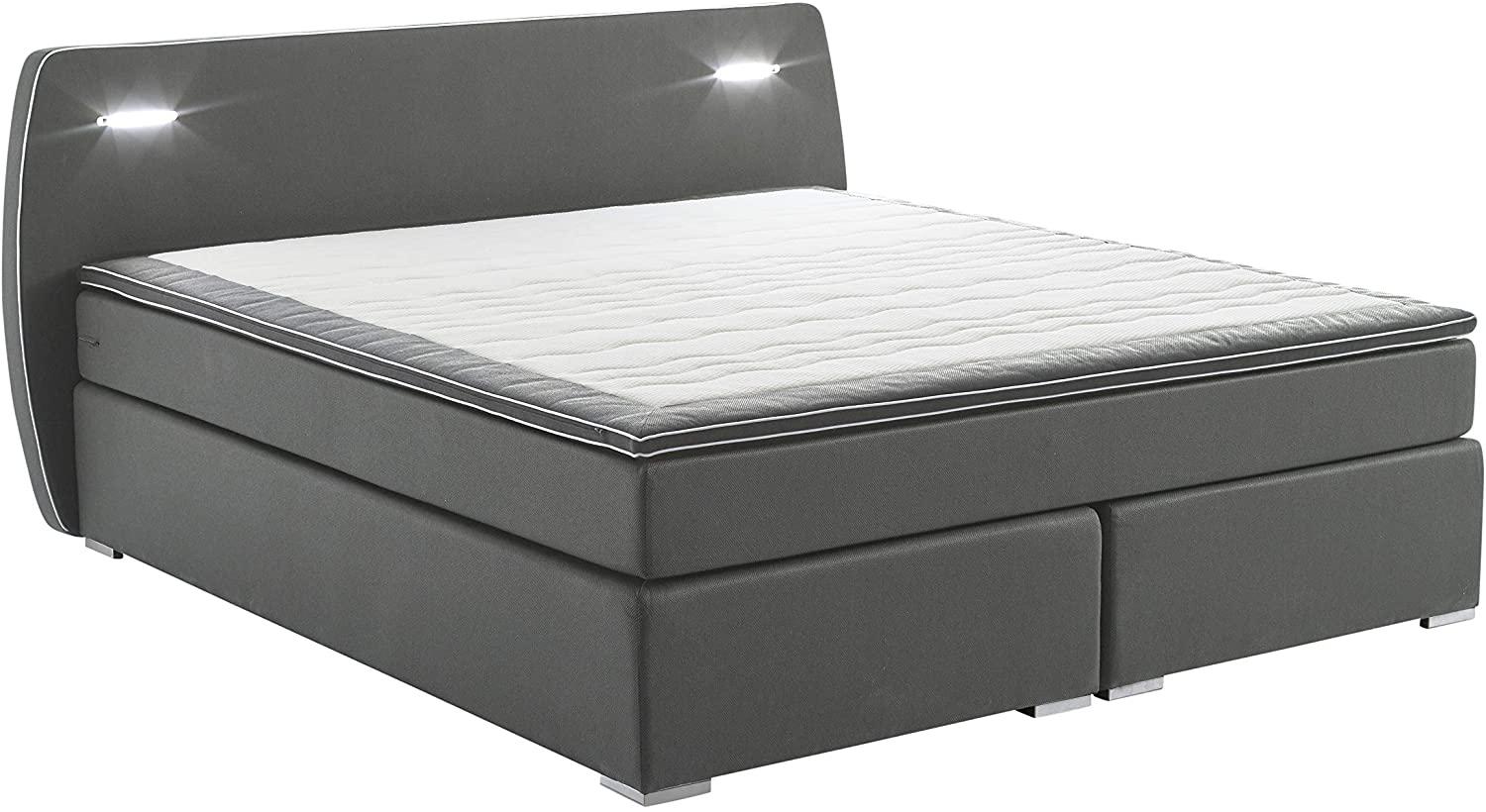 Atlantic Home Collection REX160-LED03 Boxspringbett inklusive LED Beleuchtung und Topper, Dunkelgrau, 160x200 cm Bild 1