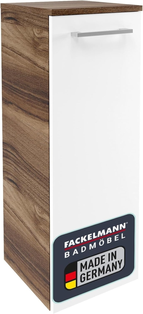 Fackelmann VERONA Midischrank 30 cm, links, Braun Dunkel/Weiß Hochglanz Bild 1