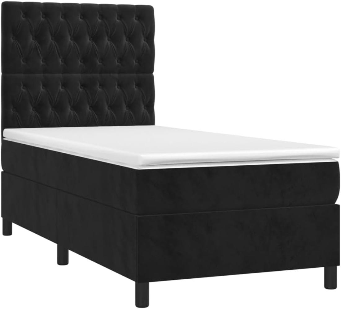 vidaXL Boxspringbett mit Matratze & LED Schwarz 90x200 cm Samt 3136283 Bild 1